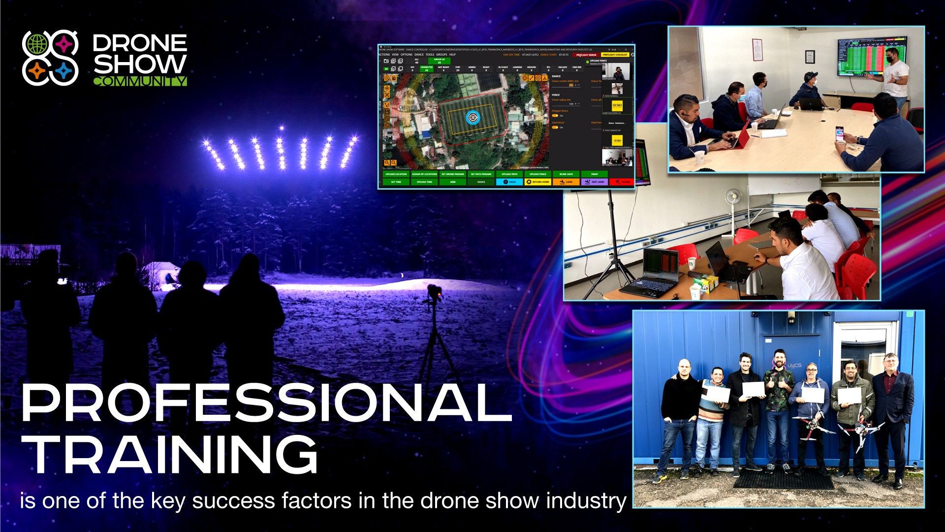 La formación profesional es uno de los factores clave de éxito en la industria de los espectáculos de drones.