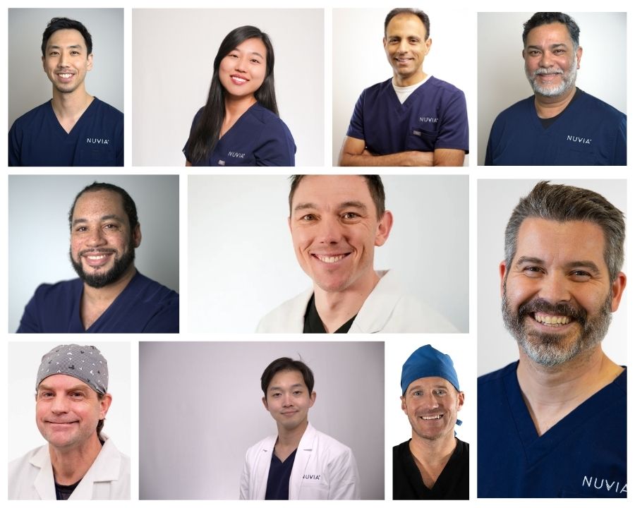 A number of oral surgeons at Nuvia's headshot arranged in a collage