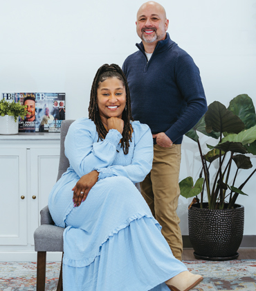 Randee and Angel smiling with their Nuvia teeth