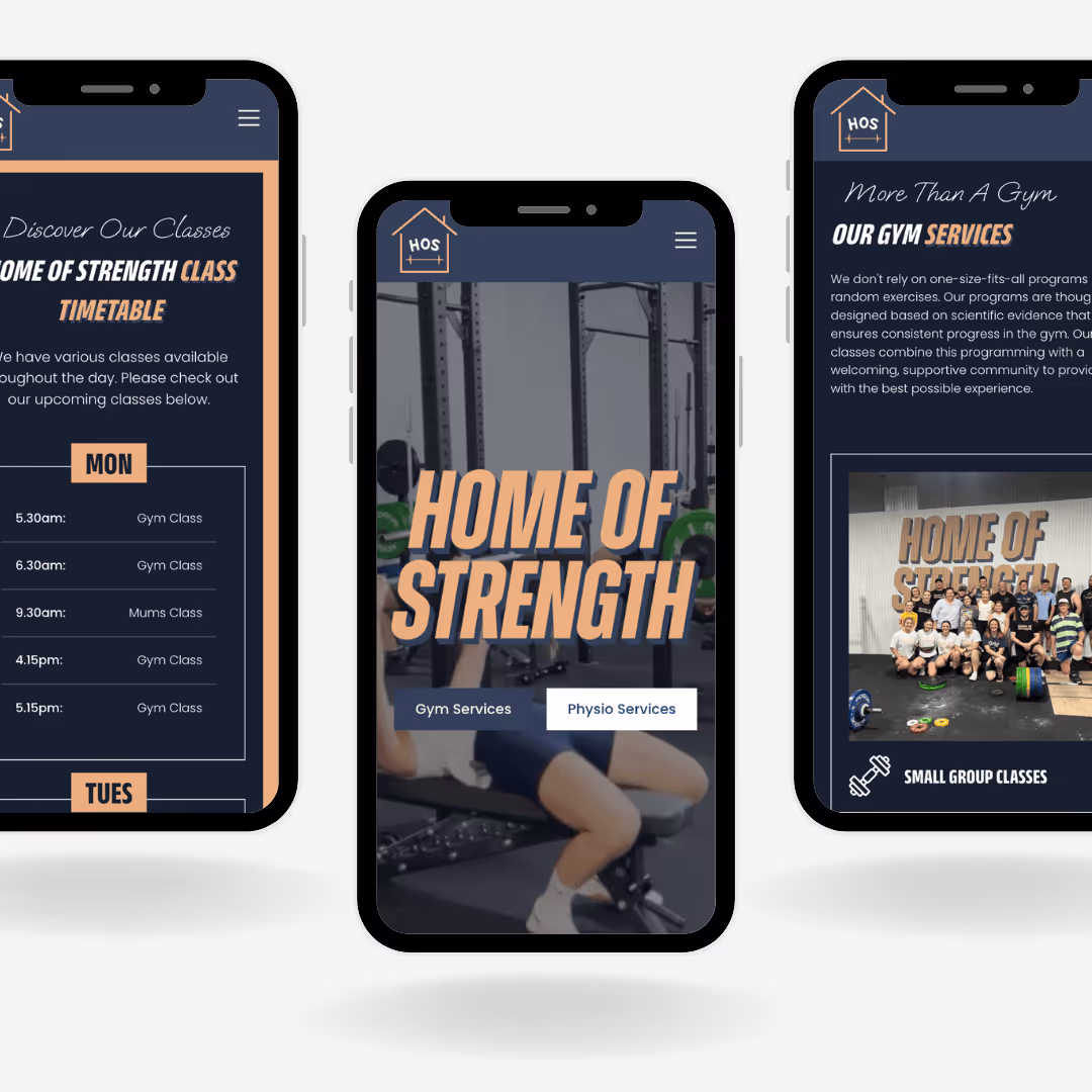 Mobile gym app interface showcasing strength training programs