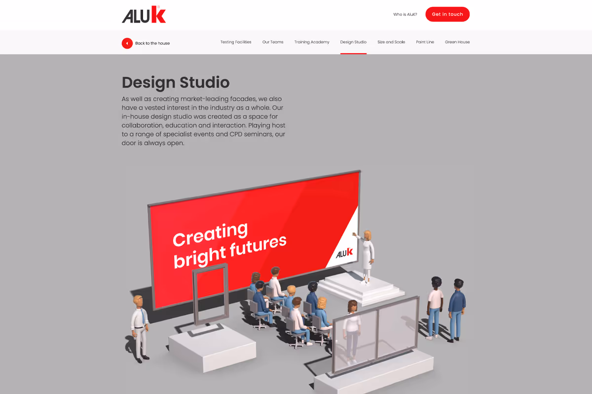 Screenshot of the AluK 'Our House' microsite's Design Studio page.