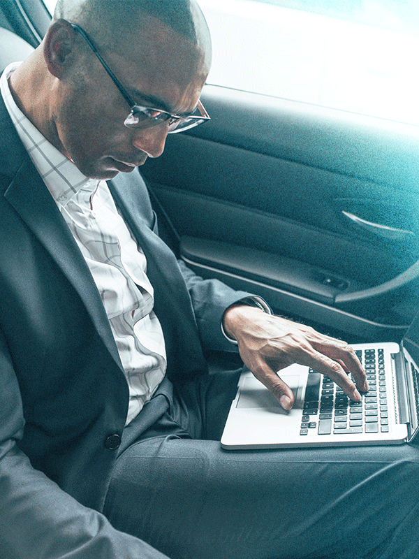 A slideshow of people captured on back seats of the vehicle
