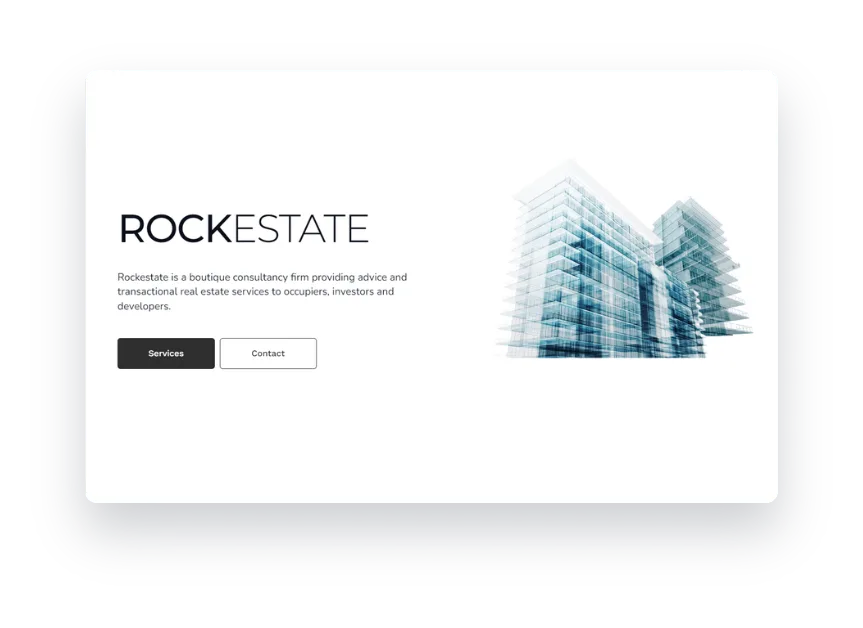 A boutique real-estate consultancy, distilled to one page.