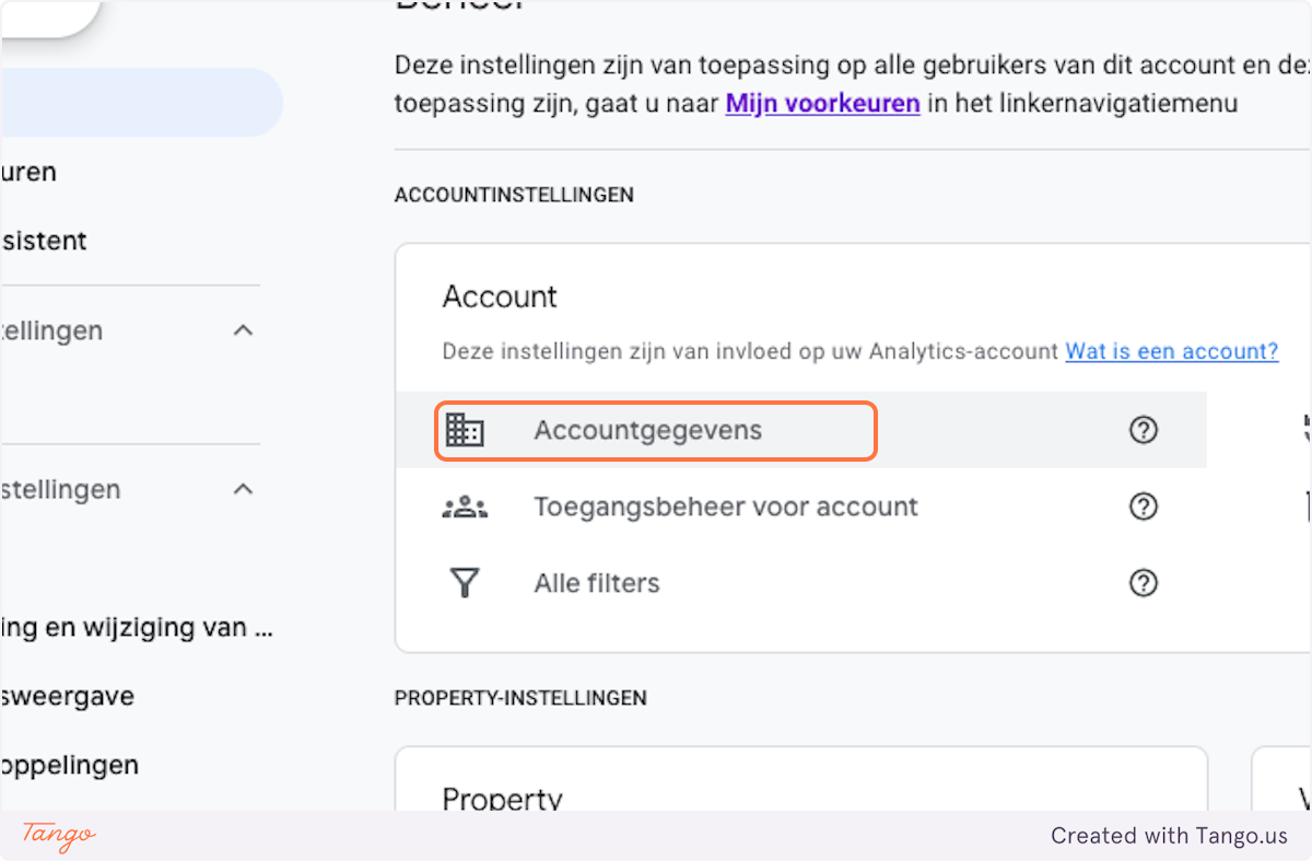 Click on Accountgegevens