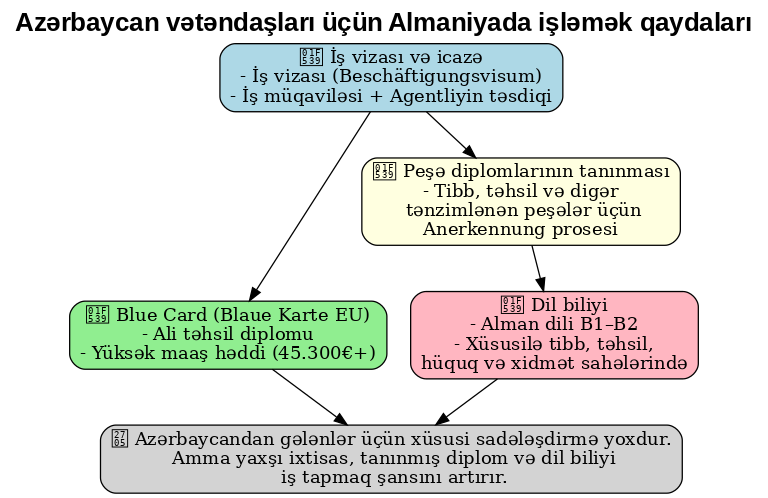 Azərbaycan vətəndaşları üçün Almaniyada işləmək qaydaları barədə infoqrafik məlumat