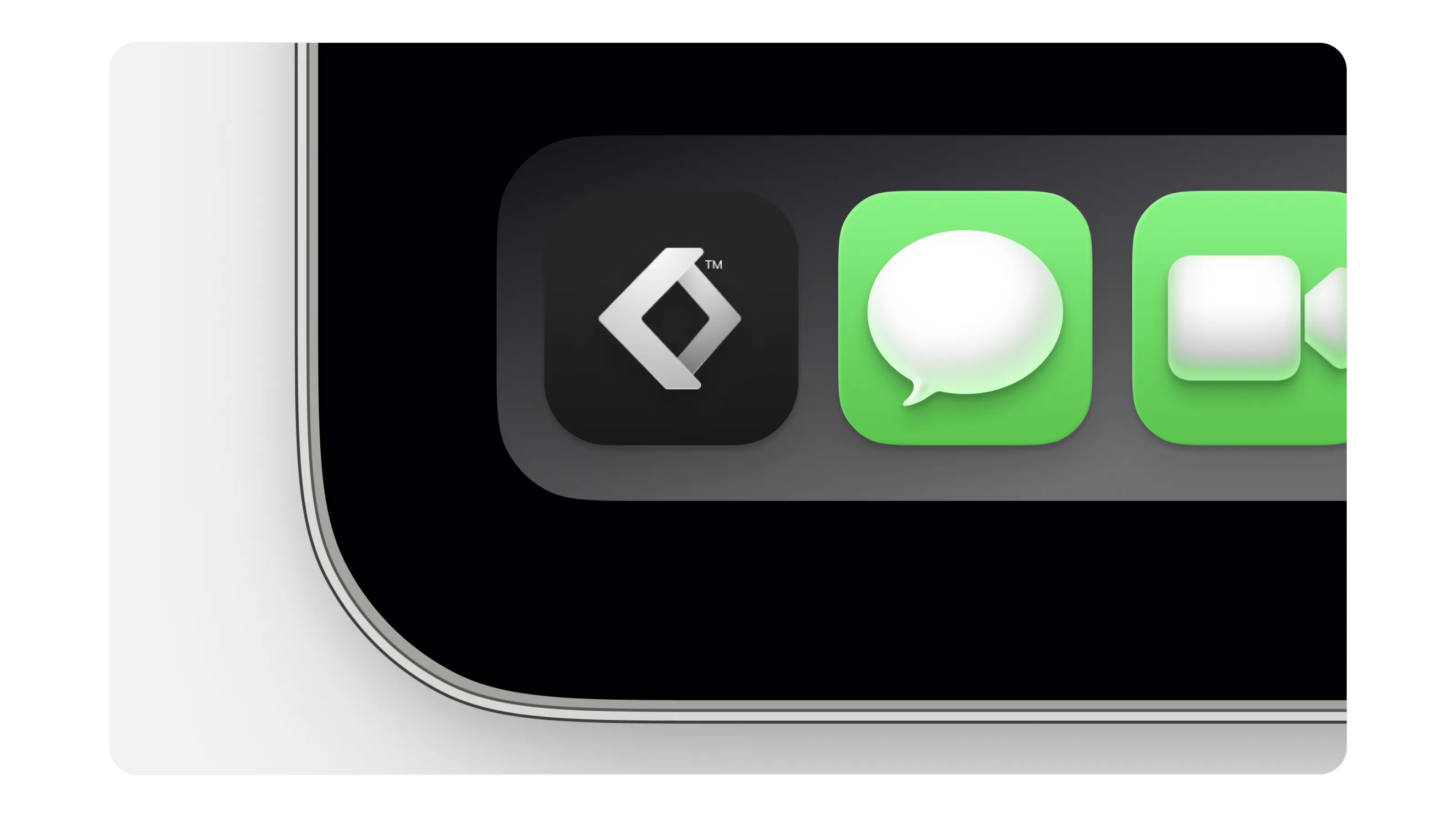 App icons close‑up with glossy UI