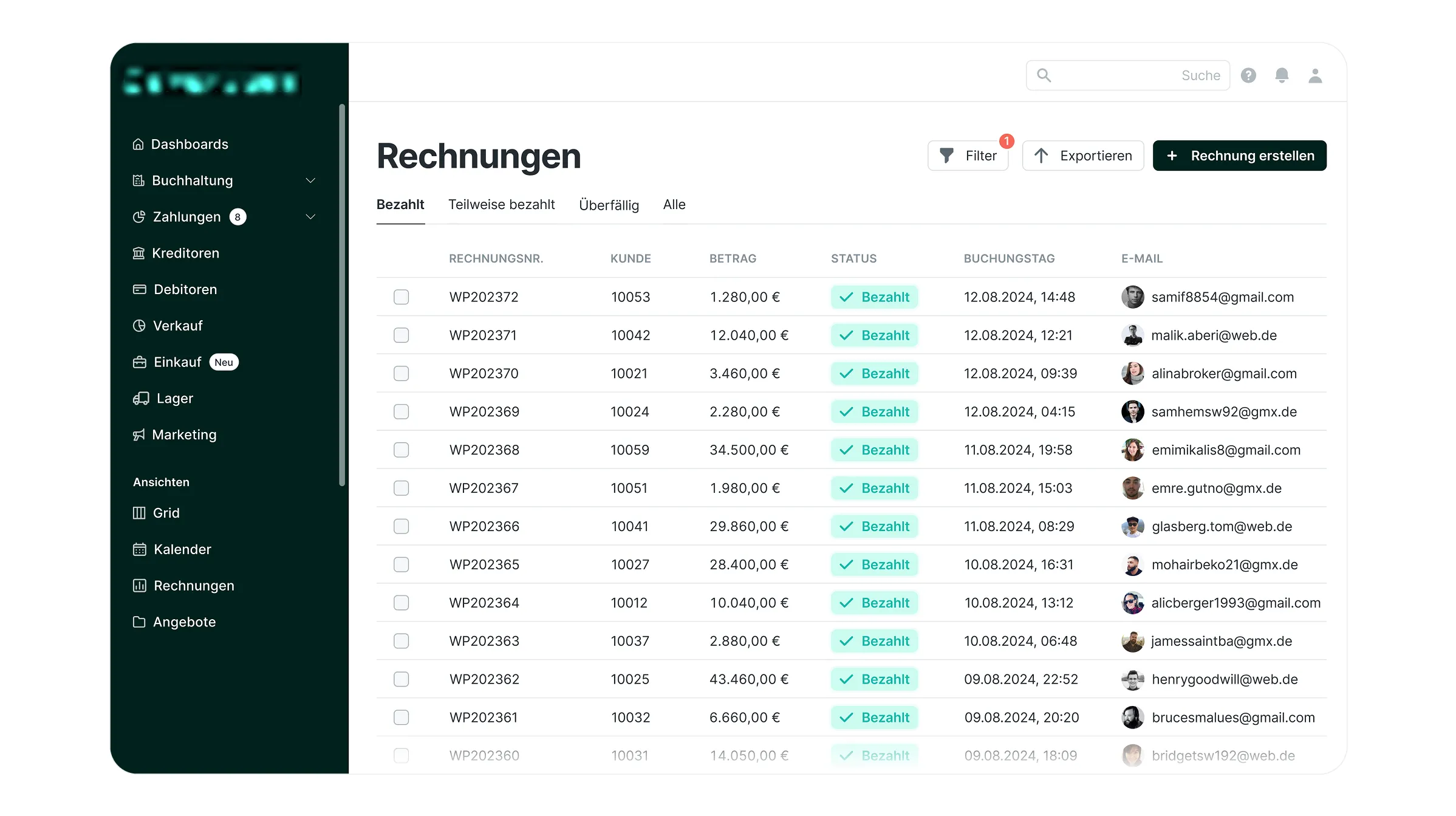 Consumer app data table in light UI