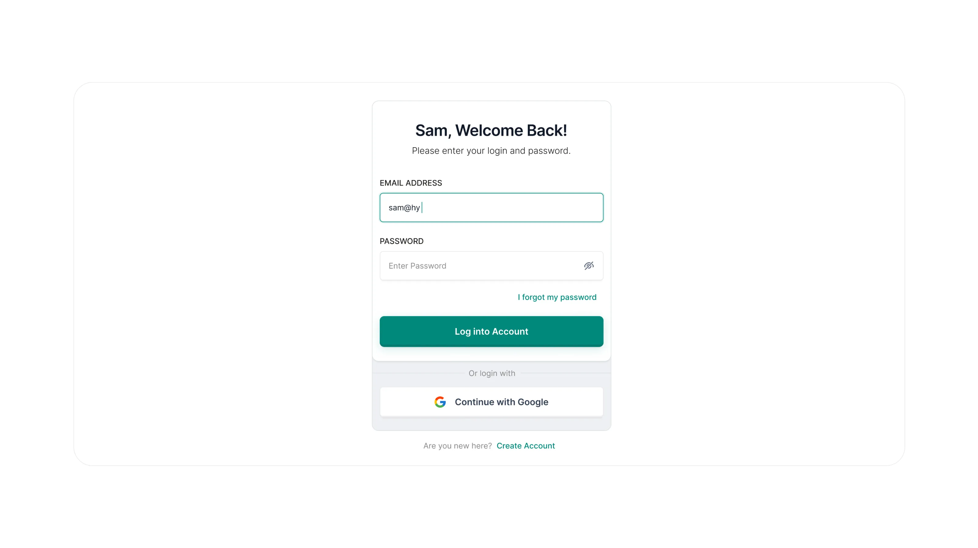 SaaS sign‑up screen on white background