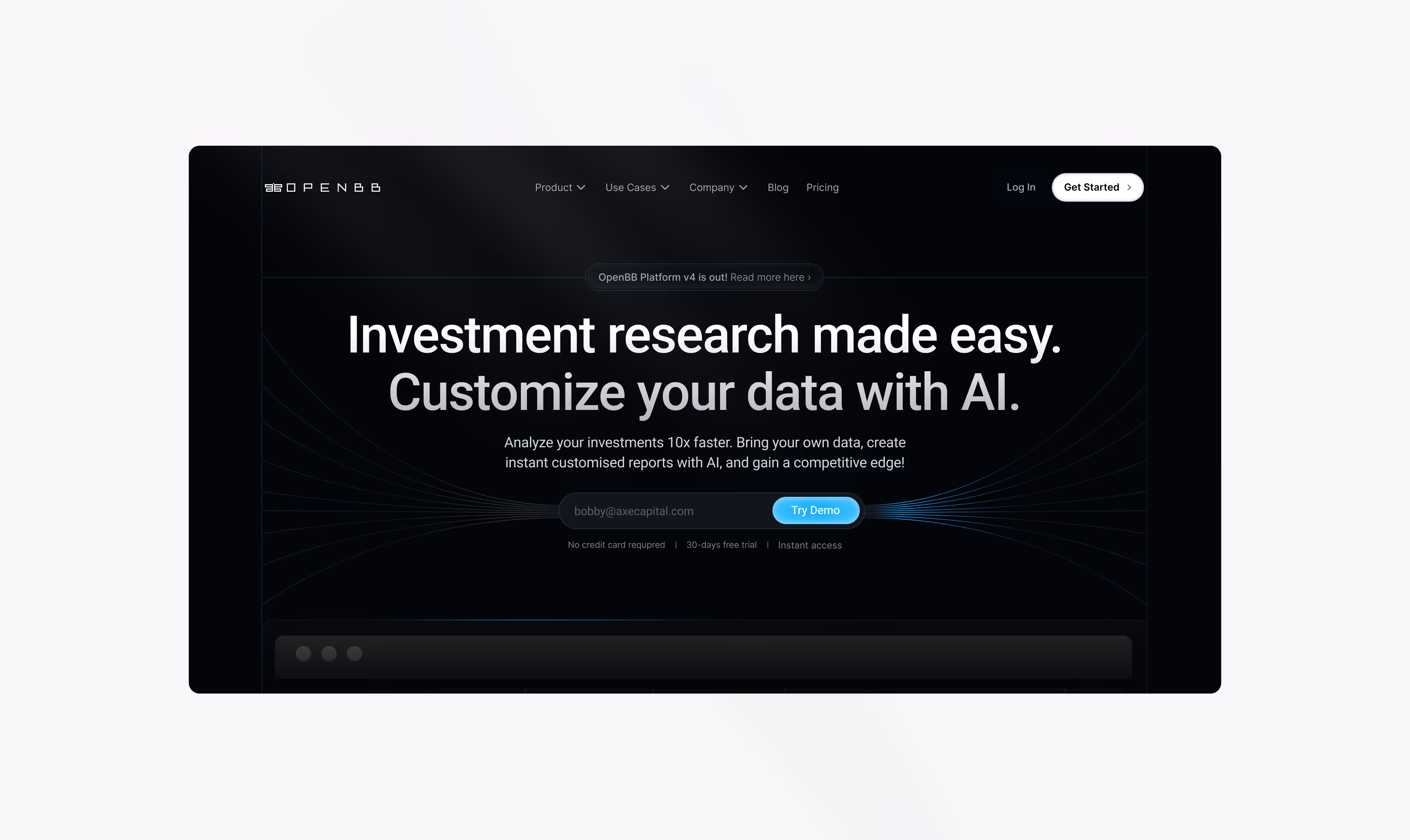 OpenBB platform design preview by 90five