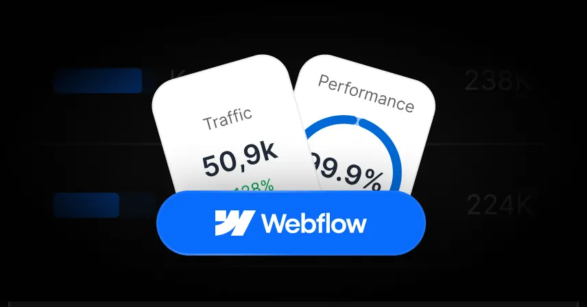 Thumbnail: Webflow SEO analysis graphic with charts.