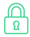 Green outlined padlock icon symbolizing security or privacy.
