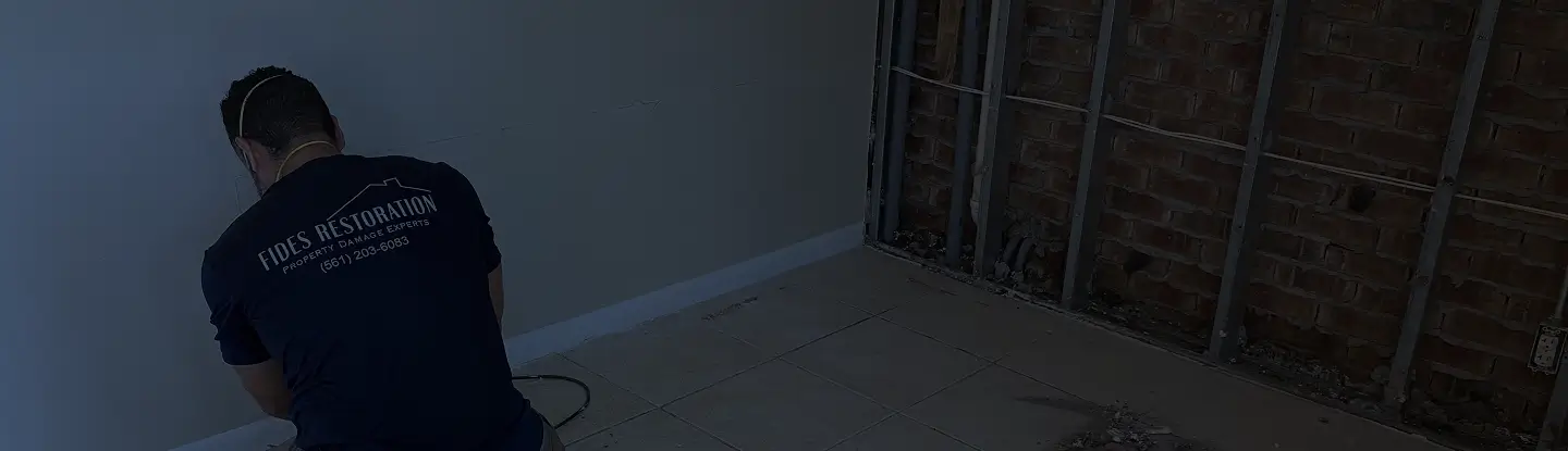Fides Restoration technician performing water damage restoration in Palm Beach County