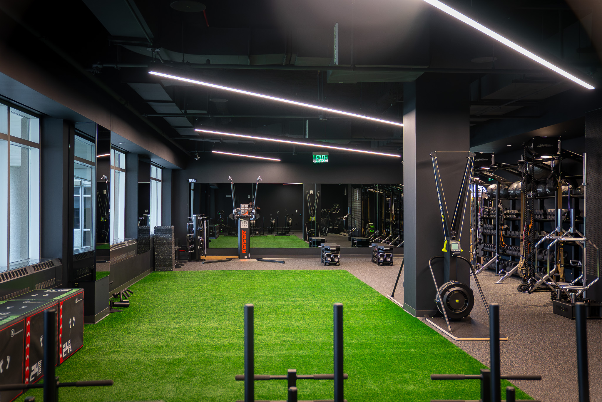Dedicated turf area at FIELDHOUSE gym used for member classes and personal training