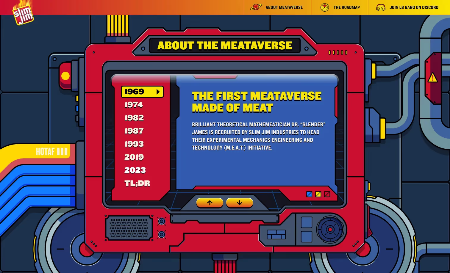 The Slim Jim Meataverse story screen