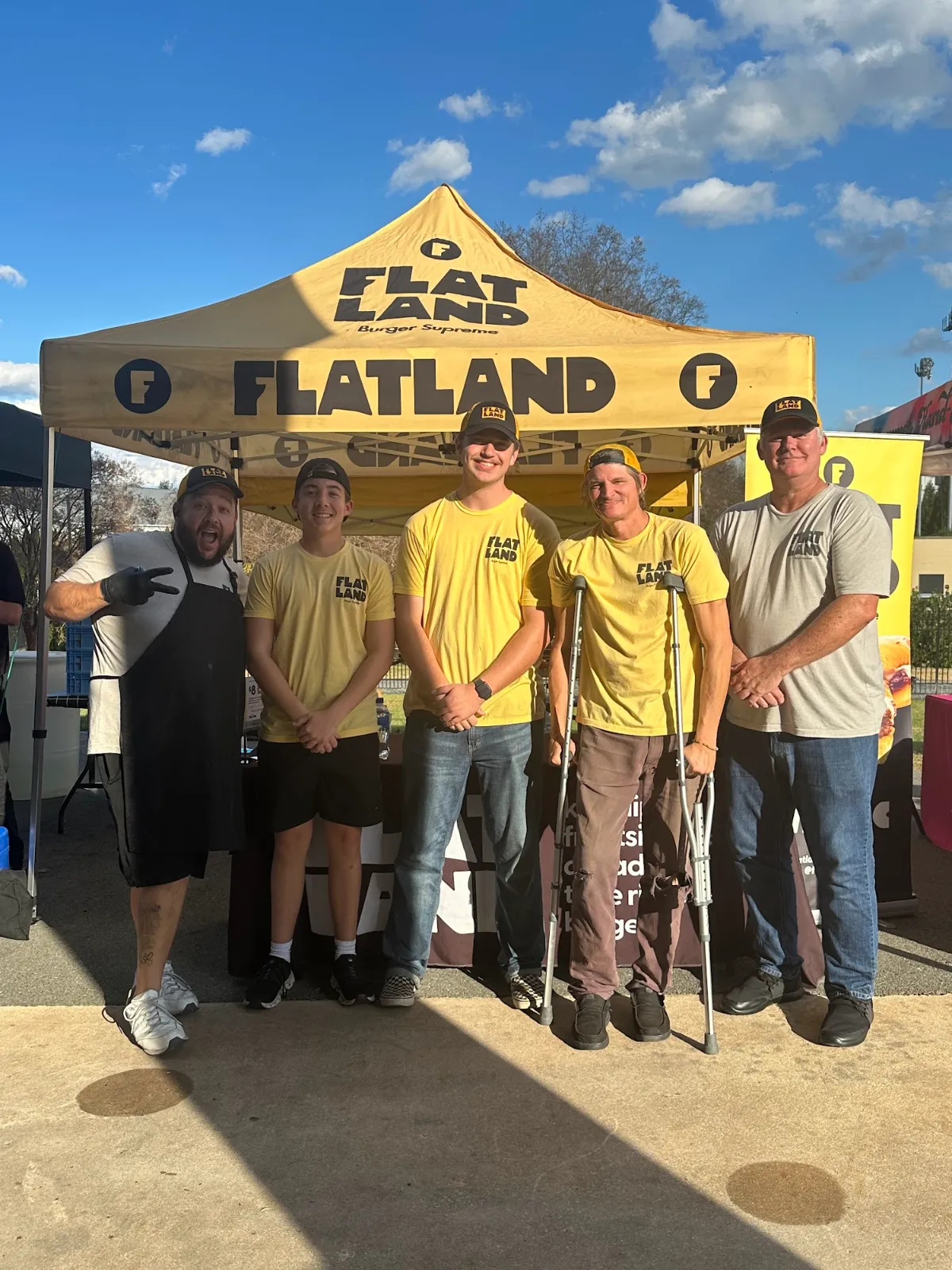 The Flatland crew under the tent