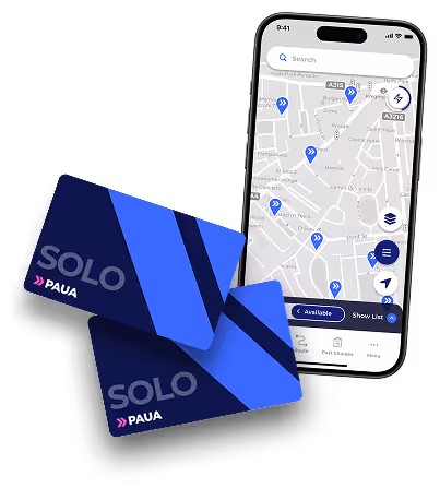 Paua solo cards and app showing a map with pins