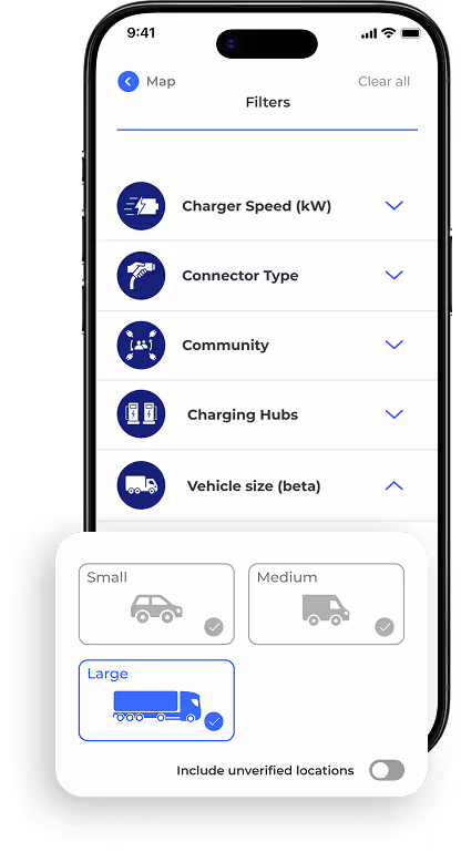 Screenshot of the Paua app displaying a selection of vehicle sizes or types — small car, van, possibly truck icons — laid out in a grid or list on a dark interface background