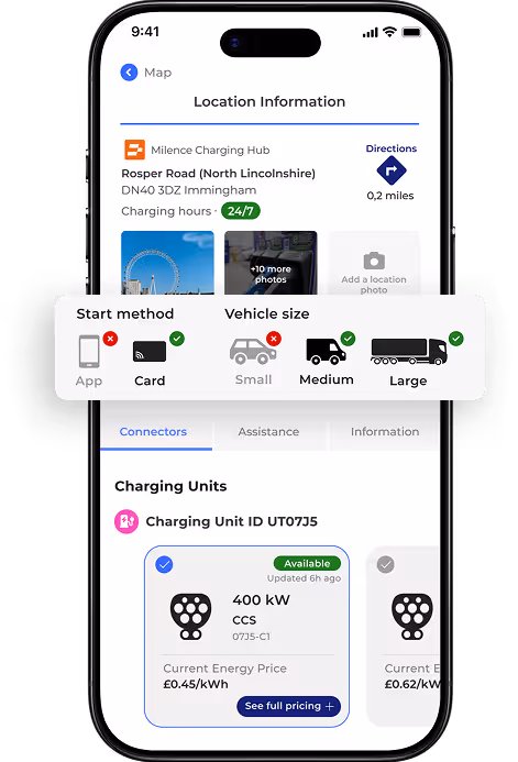 Screenshot of the Paua app UI showing various charging methods or options—icons, buttons or tabs for starting, stopping, and selecting different charge types over a dark-themed interface
