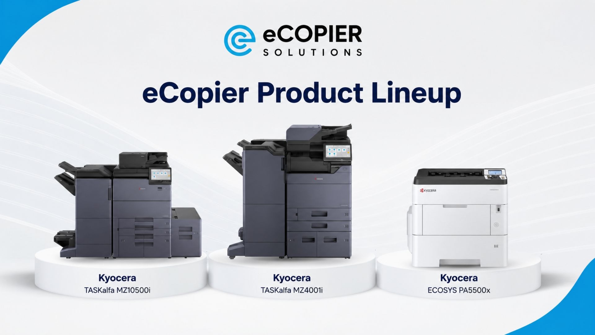 eCopier Solutions Kyocera printer lineup for office printing solutions.