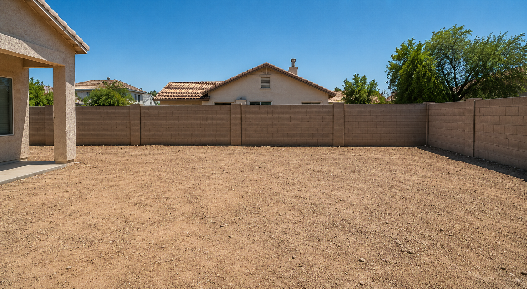 Plain backyard before putting green installation