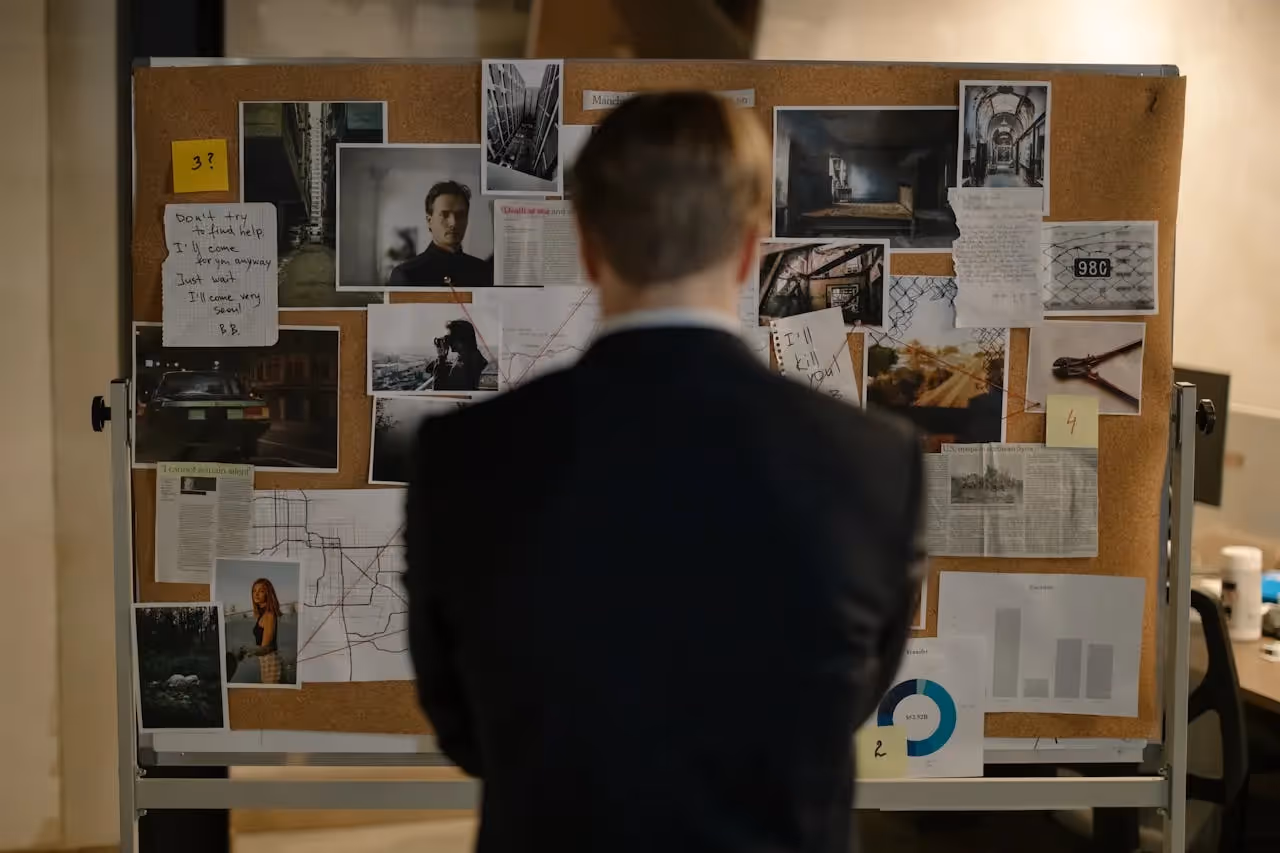 detective vs criminal investigator header with magnifying glass and badge