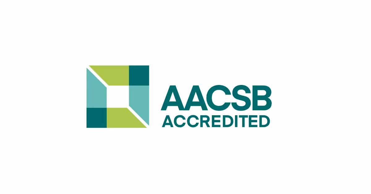 Types of MBA accreditation logos: AACSB, ACBSP, IACBE.