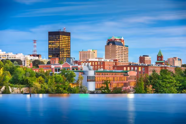 Bird's-eye view of scenic New Hampshire landscape.