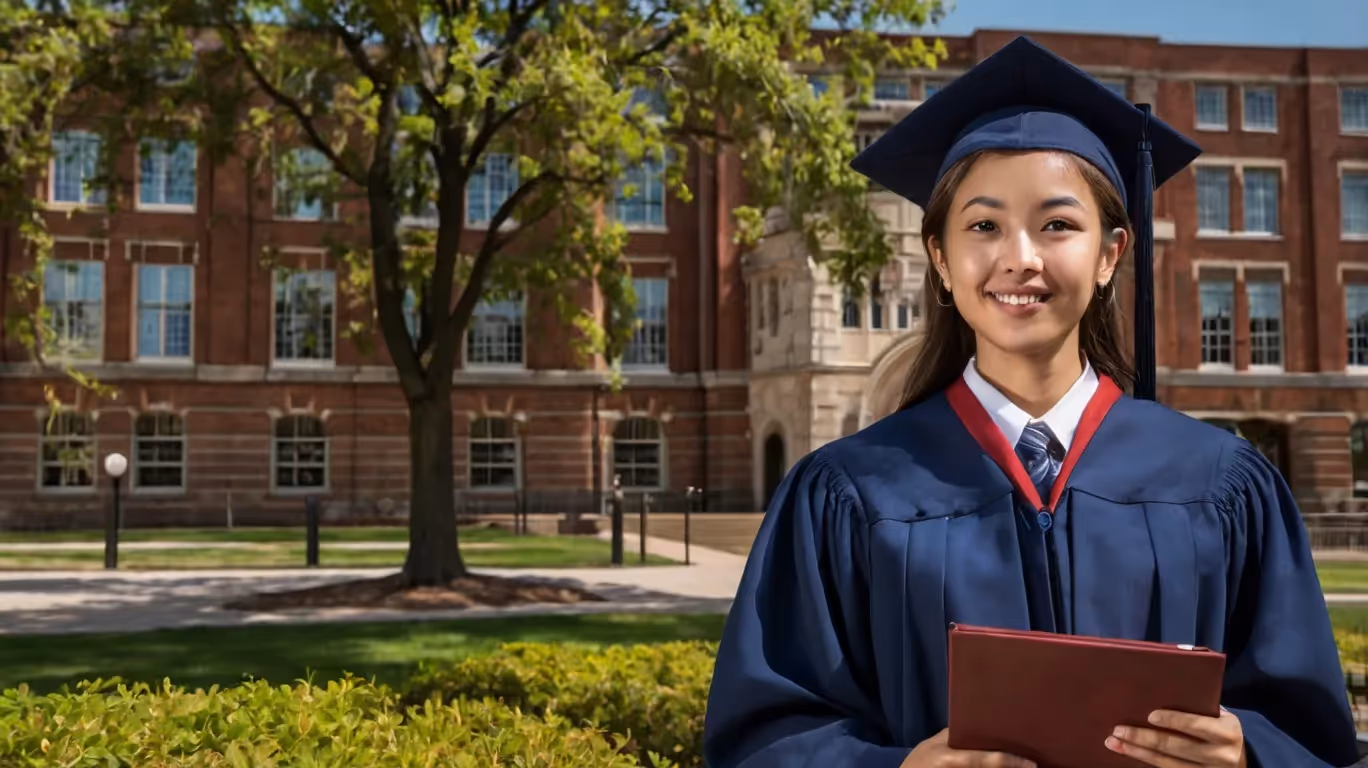 highest college accreditation badge on blue background