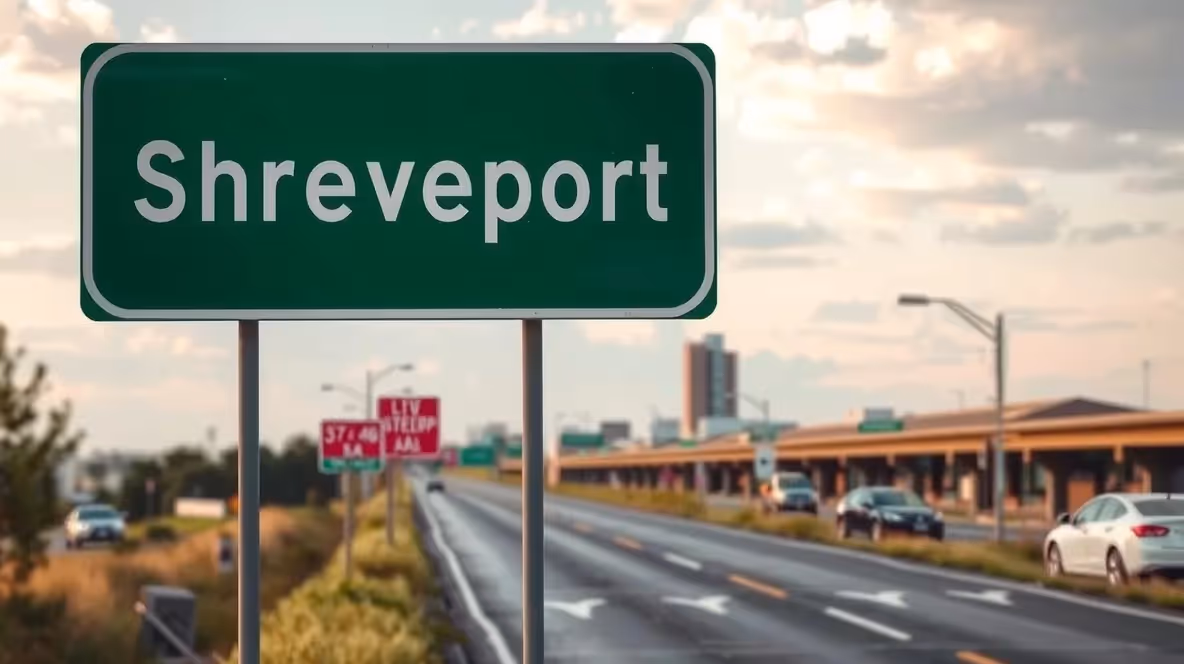 Downtown Shreveport skyline at sunset