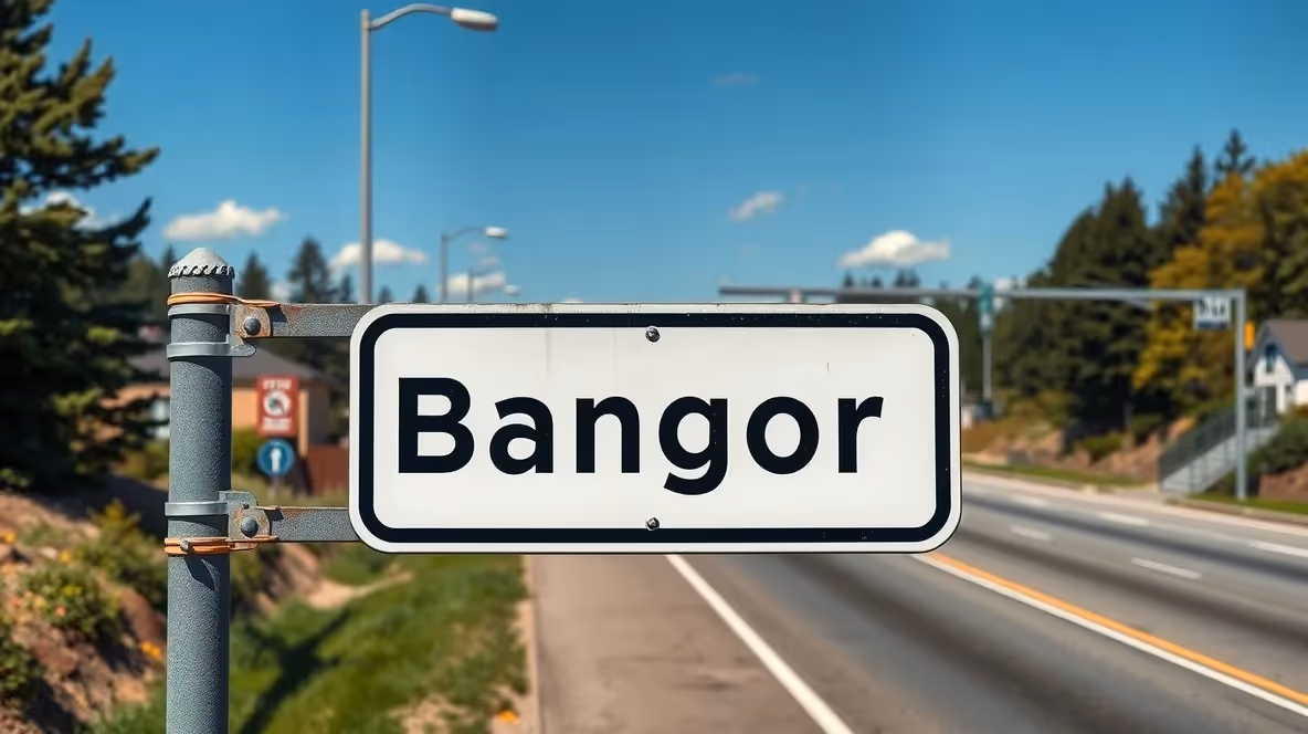 Downtown Bangor skyline at dusk