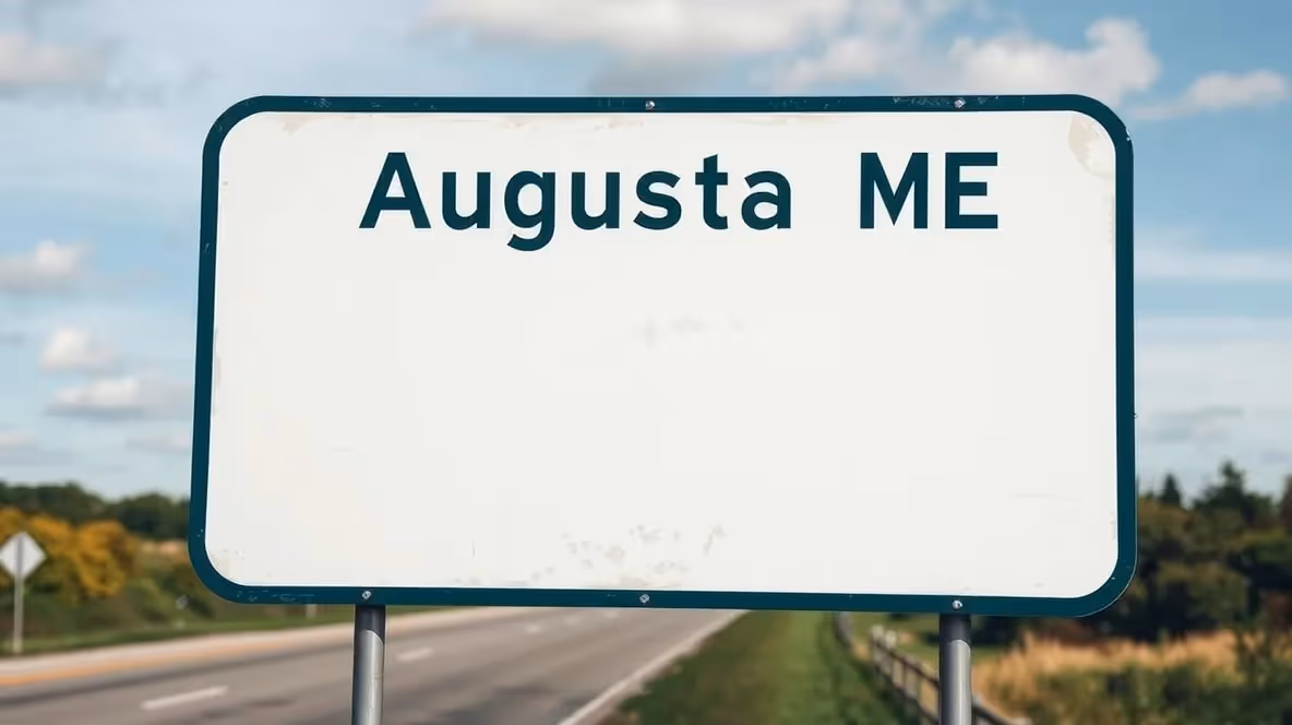 Augusta ME city skyline overlooking the river.