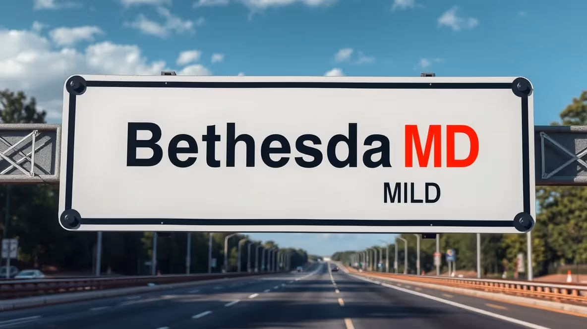 Downtown Bethesda skyline at sunset