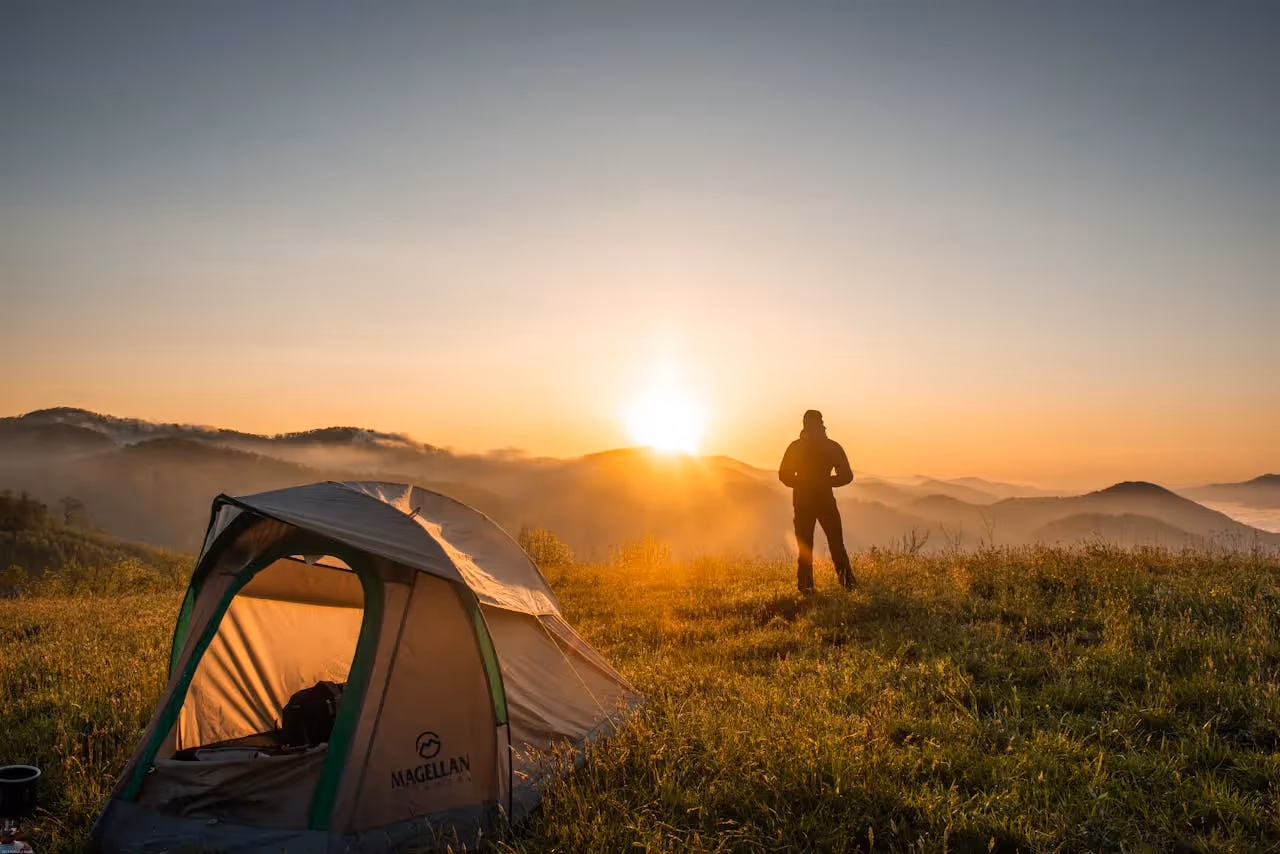 Beautiful camping site in Alabama forest.