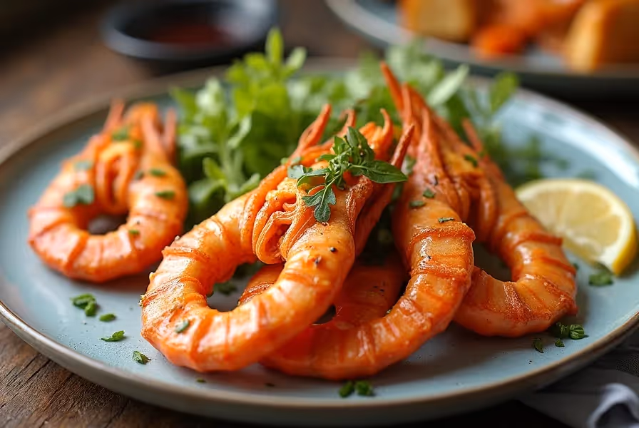 Fresh seafood platter on a restaurant table.