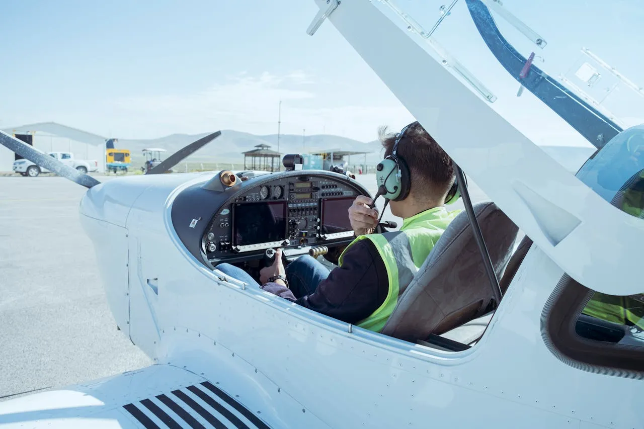 Modern aircraft in hangar for Lynn University Aviation program.