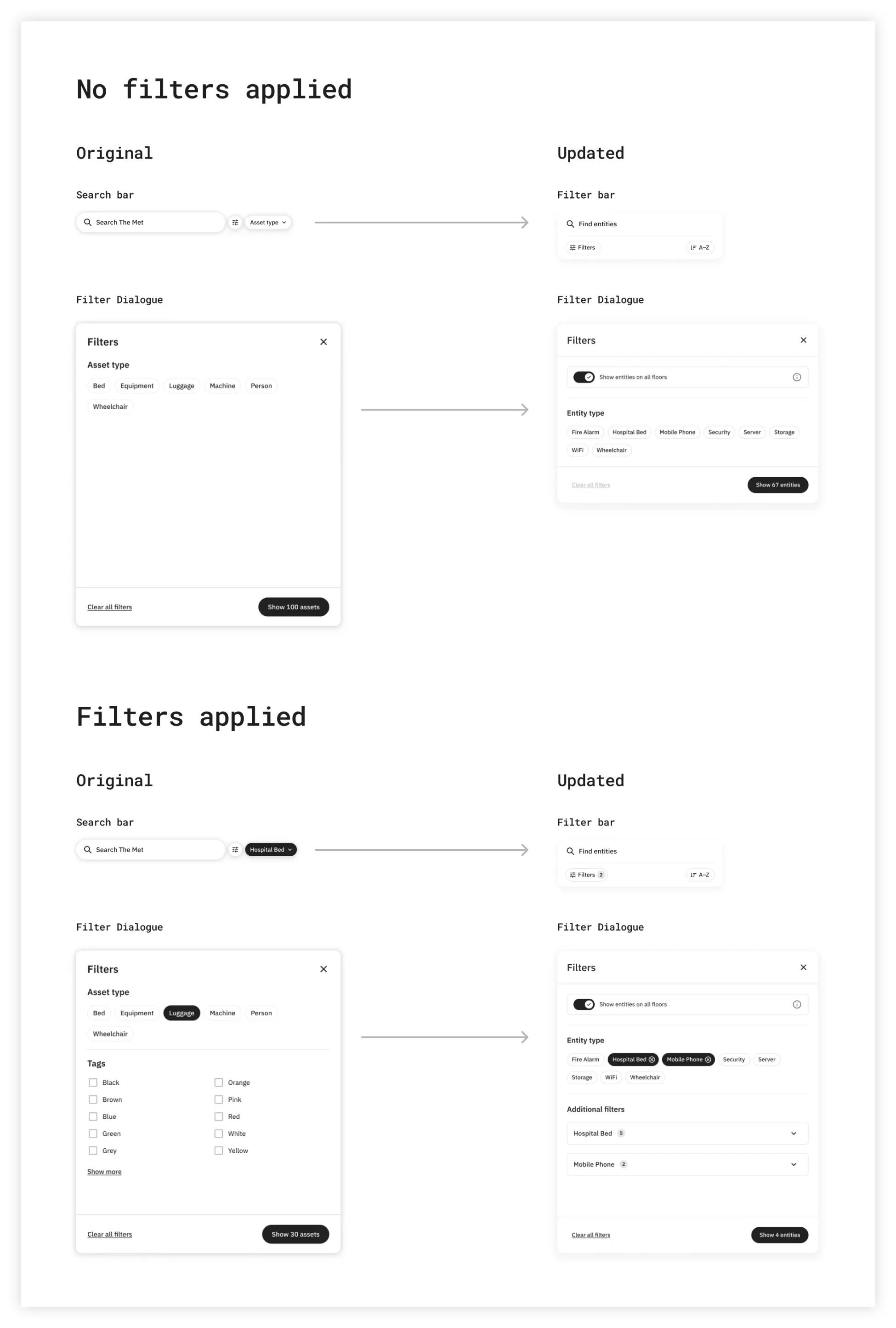 Multiple screens showing the final design of the mobile app