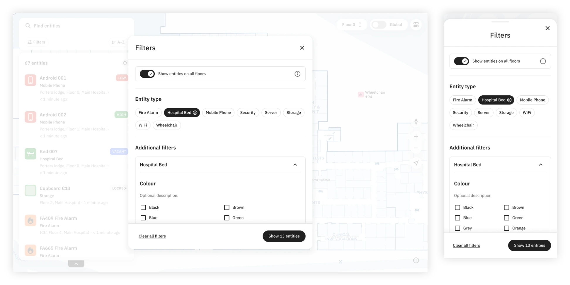 Multiple screens showing the final design of the mobile app
