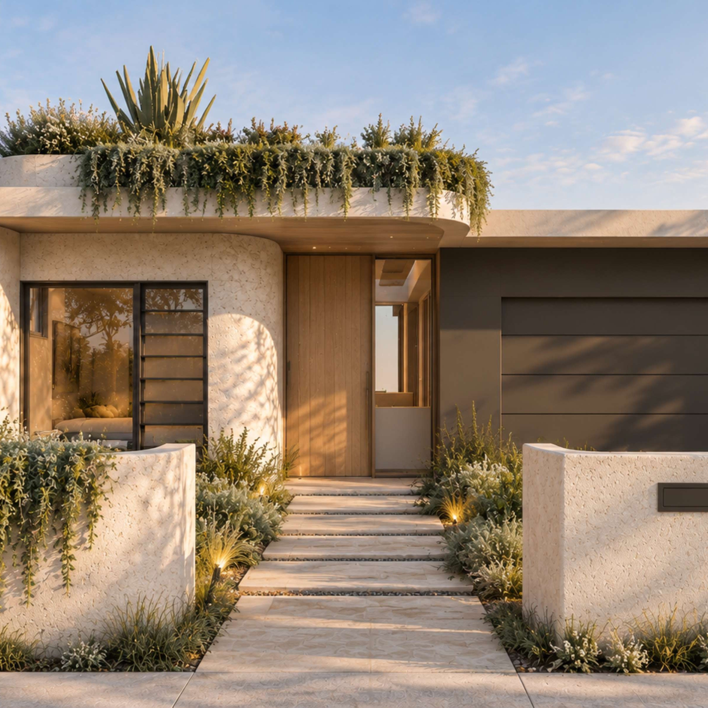 Explore this luxury home design in Ryde by Profectus Design, featuring landscaped courtyards, curved forms, warm interiors and poolside entertaining.