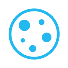 Icône bleue de cookie avec quatre pépites.