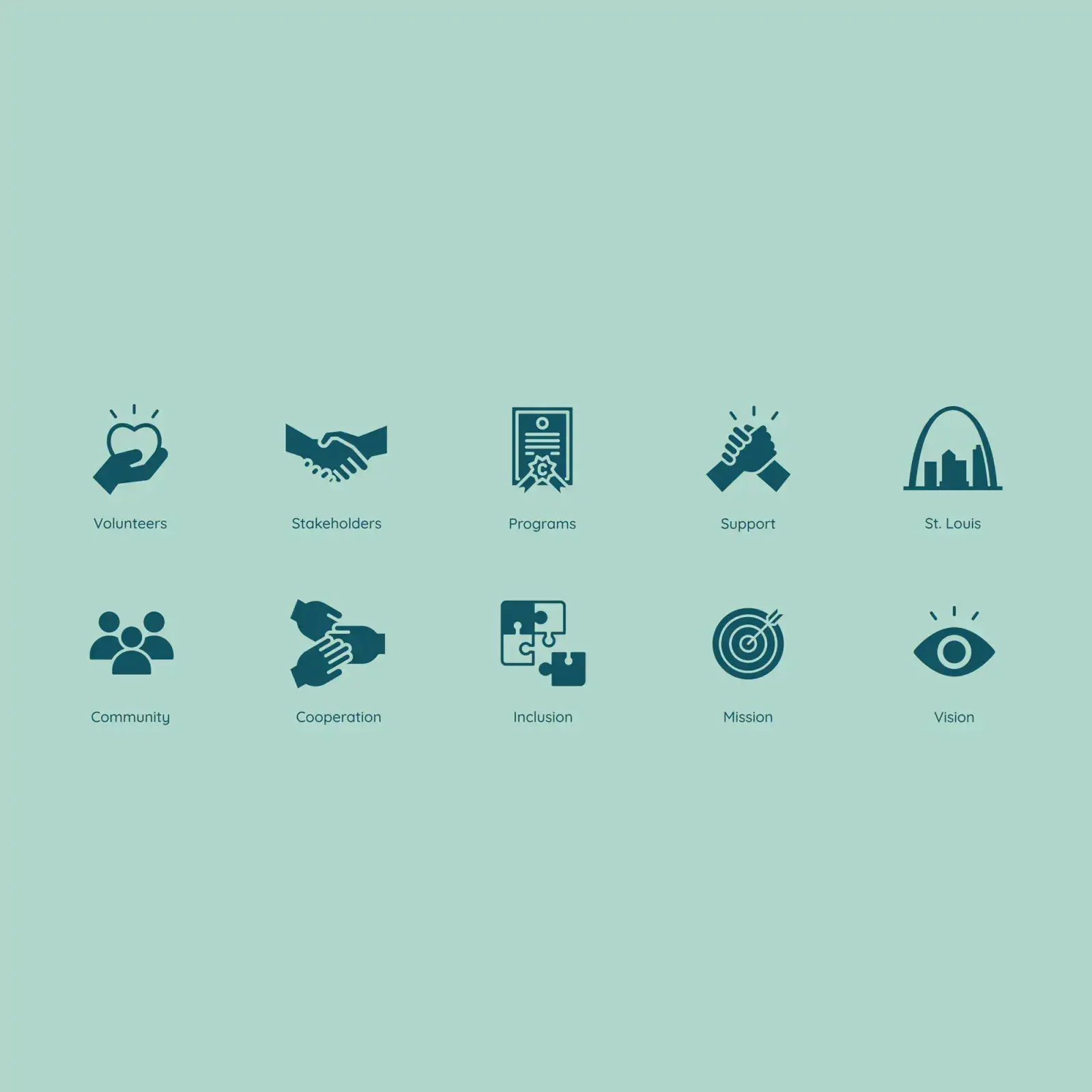 A well-thought set of icons representing various concepts for nonprofits.