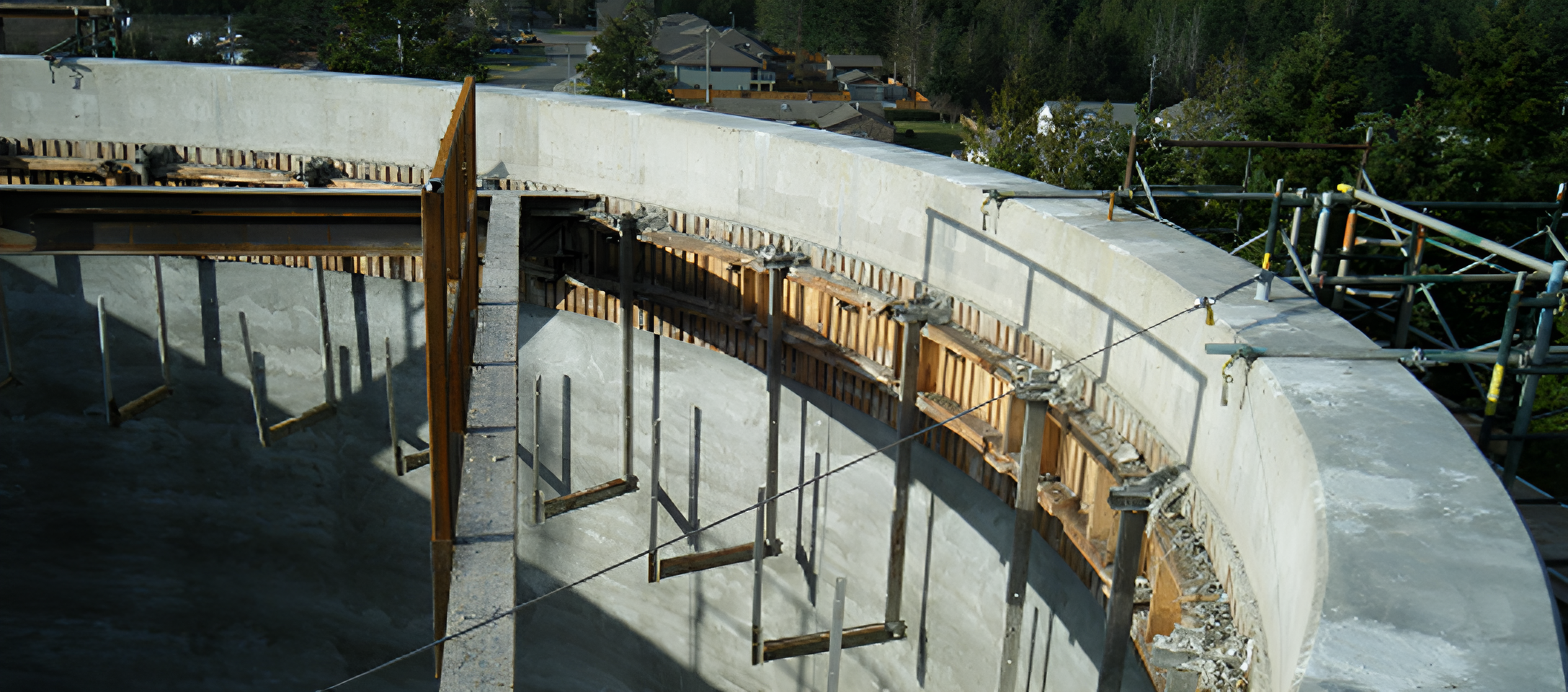 East Courtenay Reservoir post-tensioned slipform concrete water tank - FWS Group infrastructure in Courtenay BC