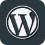 WordPress logo, a white W inside a black circle with rounded square background.