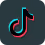 TikTok app icon with a stylized musical note on a dark background.