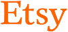 Etsy logo with orange serif text on a transparent background.