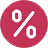 White percentage symbol % inside a pink circle.