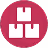 Three white connected network nodes on a red circular background.
