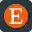 Orange circle with a white uppercase letter E in the center.