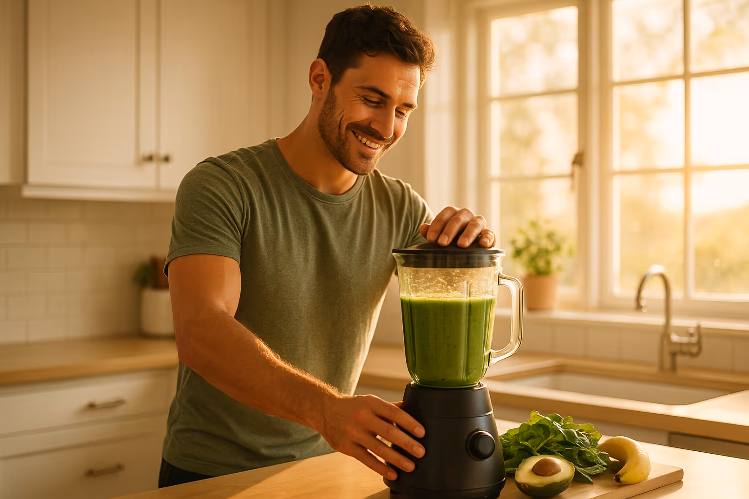 Man finishing virtual testosterone replacement therapy
