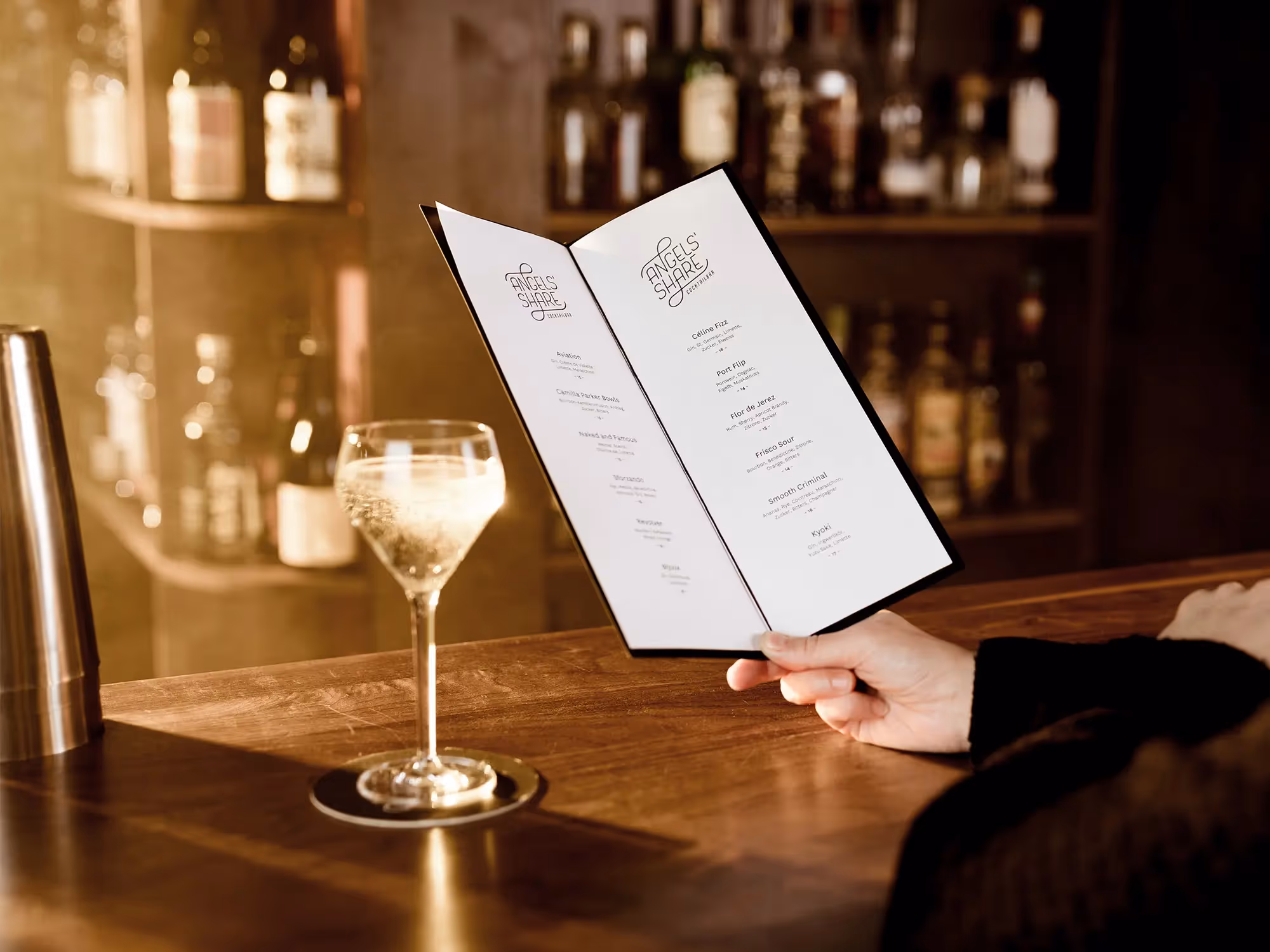 Angels' Share Tresen Drinkskarte Cocktail