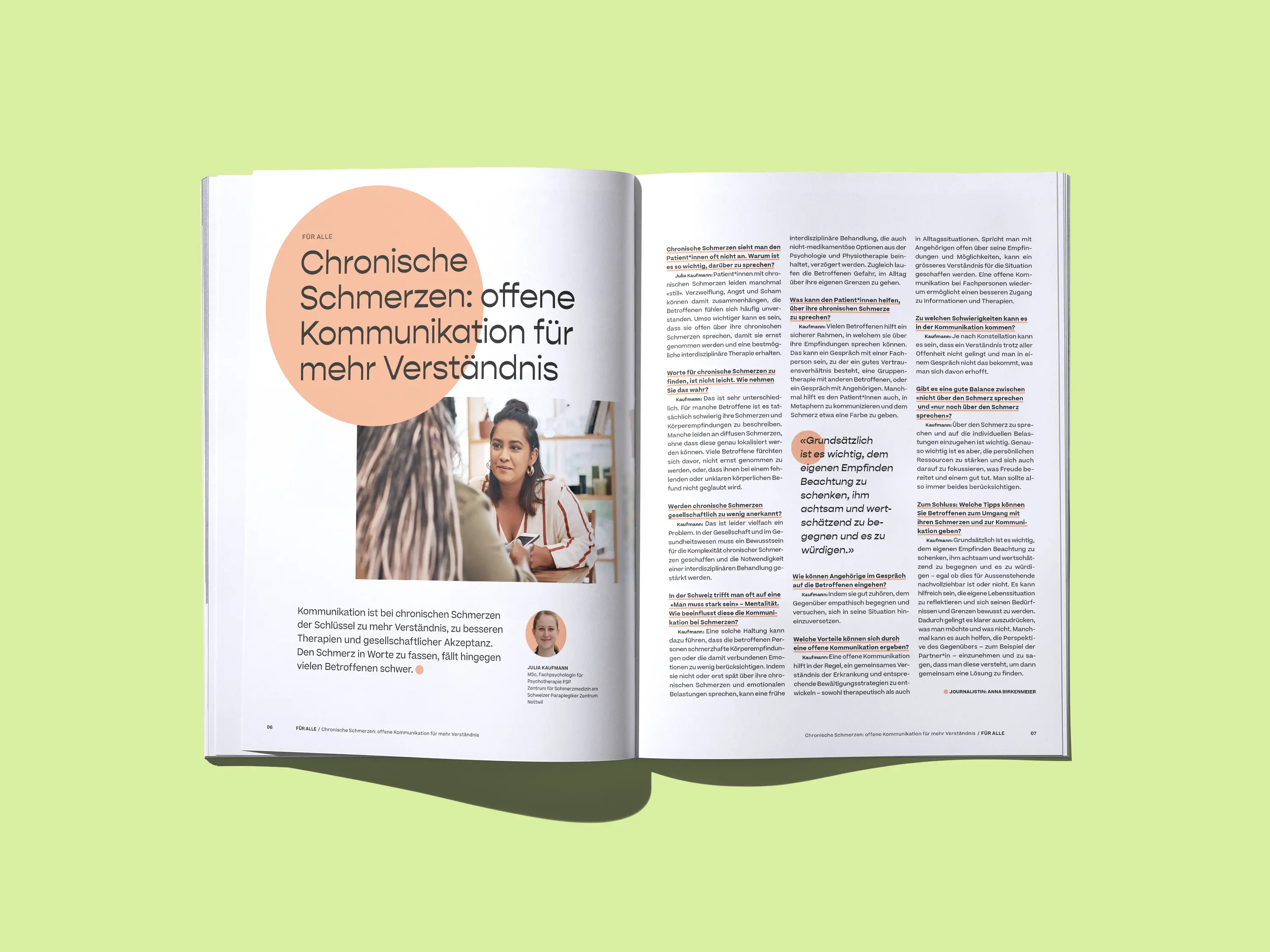 Leben mit Schmerz Magazin Doppelseite